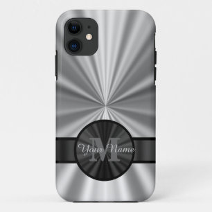 Funda Para iPhone 11 Monograma personalizado plateado simple