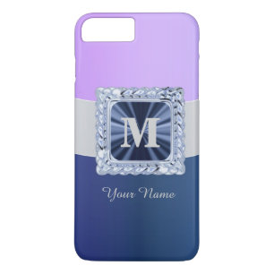 Funda Para iPhone 8 Plus/7 Plus Monograma personalizado púrpura y azul