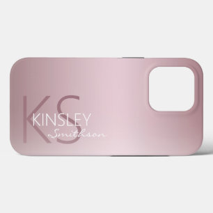 Funda Para iPhone 13 Pro Monograma personalizado rosado Rosa moderno