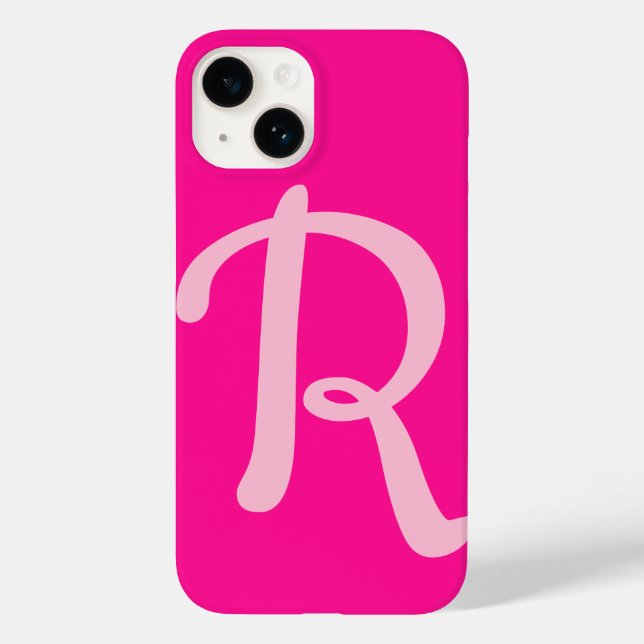 Funda De Case-Mate Para iPhone Monograma Pink caliente inicial (Reverso )