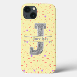 Funda Para iPhone 13 Monograma Plata Original J Su Nombre