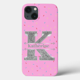 Funda Para iPhone 13 Monograma Plata Original K Su Nombre