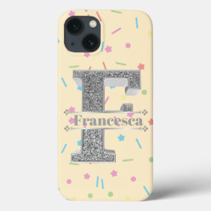 Funda Para iPhone 13 Monograma Plata Original Personalizado De Su Nombr