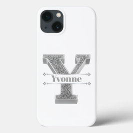 Funda Para iPhone 13 Monograma Plata Original Personalizado Y Su Nombre
