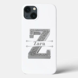 Funda Para iPhone 13 Monograma Plata Original Z Personalizado Su Nombre