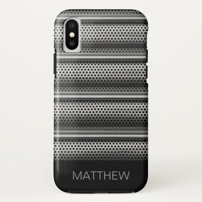 Funda De Case-Mate Para iPhone Monograma plateado moderno (Reverso)