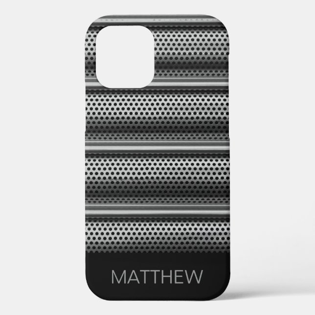 Funda De Case-Mate Para iPhone Monograma plateado moderno (Reverso )