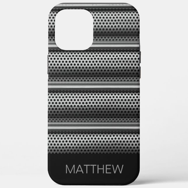 Funda De Case-Mate Para iPhone Monograma plateado moderno (Reverso )