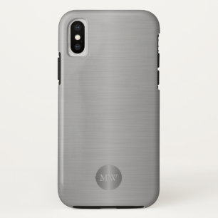 Funda Para iPhone X Monograma plateado profesional para hombres de neg