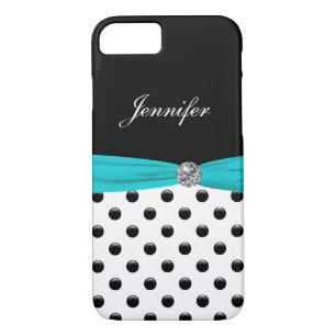 Funda Para iPhone 8/7 Monograma Polka Dot Turquesa