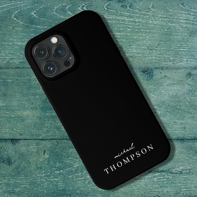 Funda De Case-Mate Para iPhone Monograma profesional de lujo negro moderno (Subido por el creador)