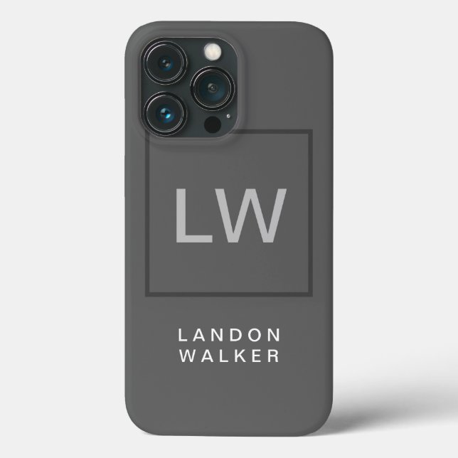 Funda De Case-Mate Para iPhone Monograma profesional gris simple y moderno (Reverso )