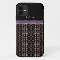 monograma púrpura de la capa de la malla del oro