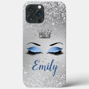 Funda Para iPhone 13 Pro Max Monograma Purpurina azul de Ocean Rubor