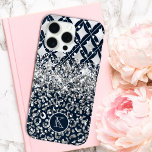 Funda Para iPhone 15 Pro Max Monograma Purpurina de impresión de leopardo moder<br><div class="desc">Monograma Purpurina de impresión Leopardo Moderno para iPhone 15 Pro Max Funda Phone Estuche con purpurina de imitación de impresión de leopardo plateado y azul y patrón geométrico de diamante personalizado con su monograma personalizado. Un regalo perfecto para ella para Navidades, cumpleaños, Día de la Madre y más ya sea...</div>