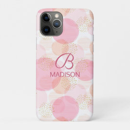 Funda Para iPhone 11 Pro Monograma Purpurina de niñas rosadas moderno perso
