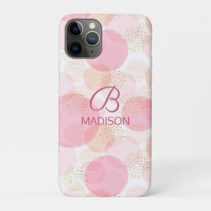 Funda Para iPhone 11 Pro Monograma Purpurina de niñas rosadas moderno perso