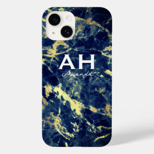 Funda Para iPhone 14 De Case-Mate Monograma purpurina de oro de imitación de mármol