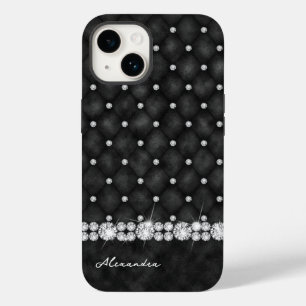 Funda Para iPhone 14 De Case-Mate Monograma Purpurina elegante negro y falso diamant
