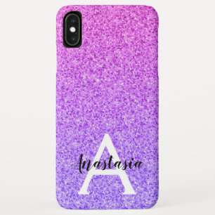 Funda Para iPhone XS Max Monograma Purpurina púrpura Giram Glam Ombre