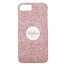 Funda Para iPhone 8/7 Monograma Purpurina Rosa de oro