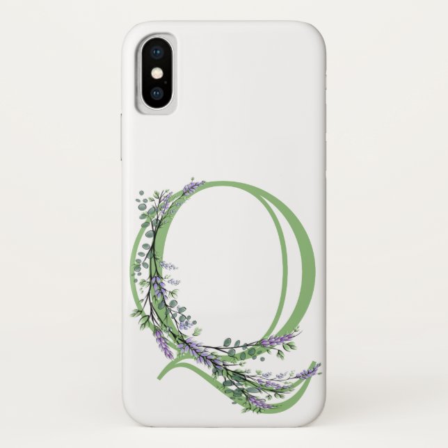 Funda De Case-Mate Para iPhone Monograma Q Lavanda Eucalipto (Reverso)