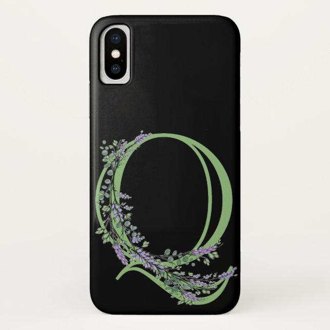 Funda De Case-Mate Para iPhone Monograma Q Lavender Eucalyptus (Reverso)