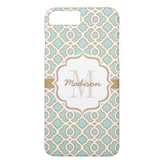 Funda Para iPhone 8 Plus/7 Plus Monograma Quatrefolios Azul y Oro