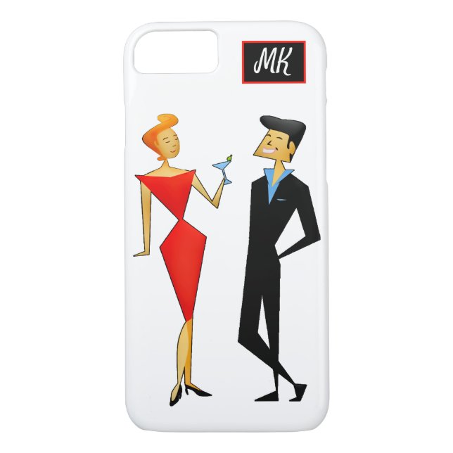 Funda De Case-Mate Para iPhone Monograma Rero 50 Fiesta de cócteles de pareja (Reverso)