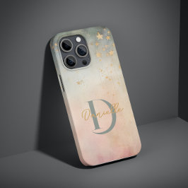 Funda Para iPhone 15 Pro Max Monograma Resumen moderno Nombre personalizado Est