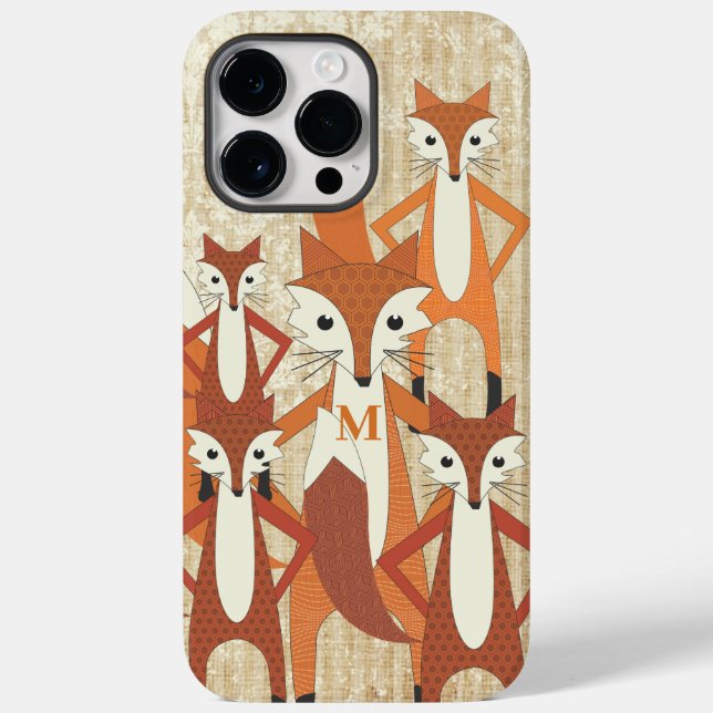 Funda De Case-Mate Para iPhone Monograma Retro Fox Art Naranja Retro iphone 5 (Reverso )