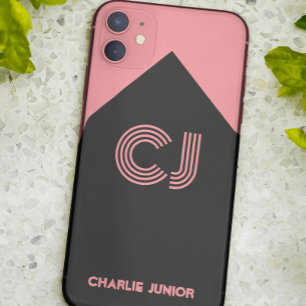 Funda Para iPhone 11 Monograma retro negro y rosa