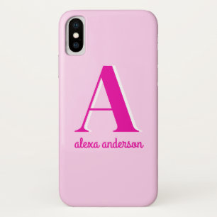 Funda Para iPhone X Monograma retro rosado caliente