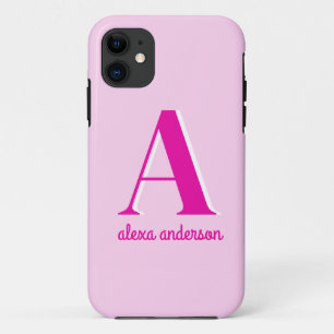 Funda Para iPhone 11 Monograma retro rosado caliente