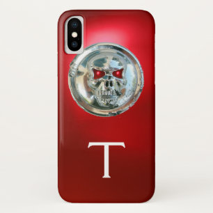 FUNDA PARA iPhone X MONOGRAMA ROJO GRIS METALIZADO RIDERS