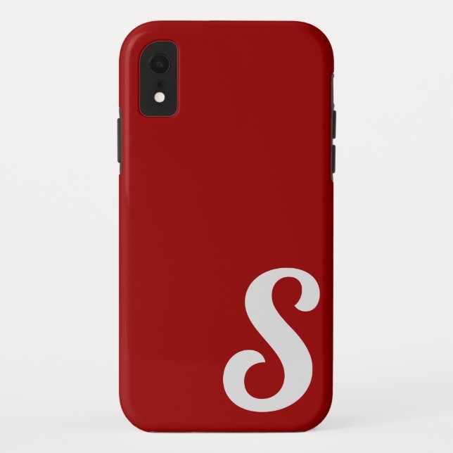 Funda De Case-Mate Para iPhone Monograma rojo mínimo | Personalizar (Reverso)