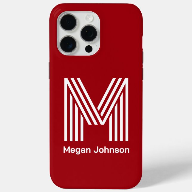 Funda De Case-Mate Para iPhone Monograma Rojo Moderno (Reverso )