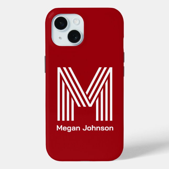 Funda De Case-Mate Para iPhone Monograma Rojo Moderno (Reverso )
