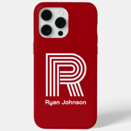 Funda Para iPhone 15 Pro Max Monograma Rojo Moderno