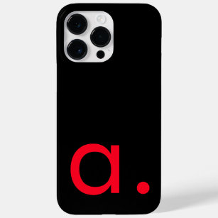 Funda Para iPhone 14 Pro Max De Case-Mate Monograma rojo negro Letra inicial lino moderno