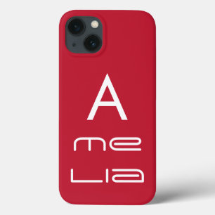 Funda Para iPhone 13 Monograma Rojo Personalizado Moderno