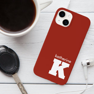 Funda Para iPhone 14 De Case-Mate Monograma Rojo Ruby Minimalista Moderno Nombre ini