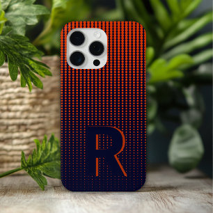 Funda Para iPhone 15 Pro Max Monograma rojo semitono moderno inicial personaliz