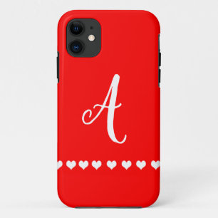 Funda Para iPhone 11 Monograma rojo y blanco inicial