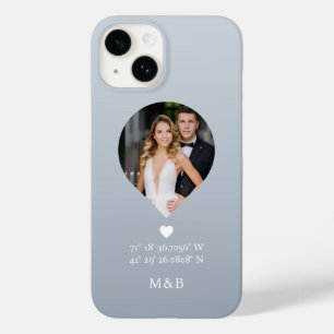 Funda Para iPhone 14 De Case-Mate Monograma Romántico de Foto Coordenadas Moderno