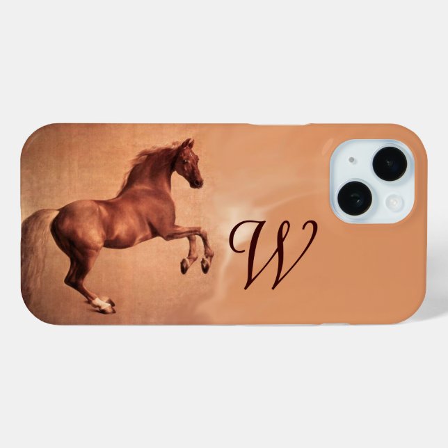 Funda De Case-Mate Para iPhone Monograma rosa antiguo de HORSE ROJO (Reverso (Horizontal) )