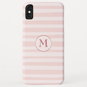 Funda Para iPhone XS Max Monograma Rosa de franjas rosadas de Rubor persona