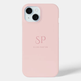 Funda Para iPhone 15 Monograma Rosa minimalista Personalizado