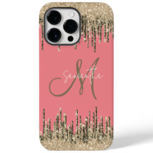 Monograma rosa y dorado de Girly Glam Purpurinoso