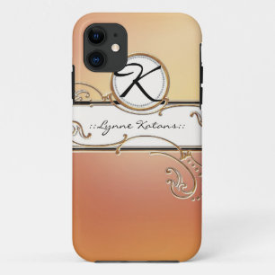 Funda Para iPhone 11 Monograma rosado anaranjado elegante pródigo